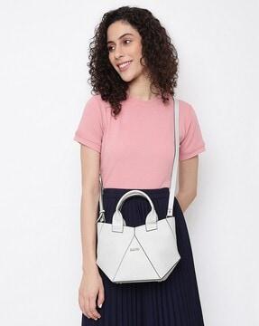 geometrical shape satchel hand bag