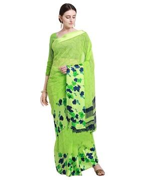 georgette & satin patta printed saree