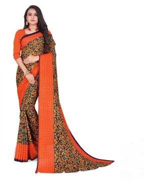 georgette floral print saree. printed saree