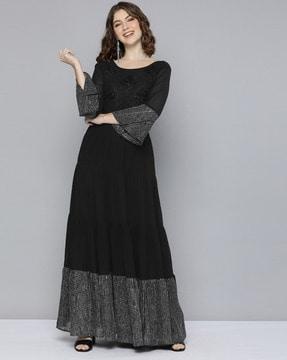 georgette gown dress with embellished accent