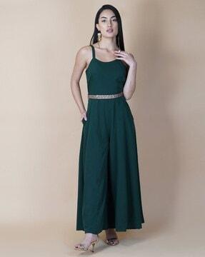 georgette jumpsuit with belt