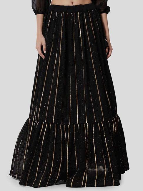 georgette linear gota embroidered tiered skirt with can-can