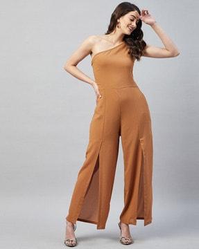 georgette one-shoulder jumpsuit