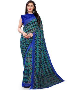 georgette printed saree with blouse piece