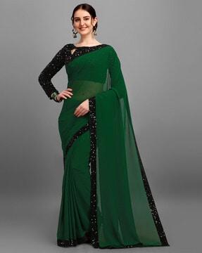 georgette saree with contrast border