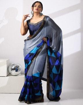 georgette saree with contrast border
