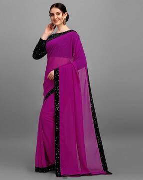 georgette saree with embellished border