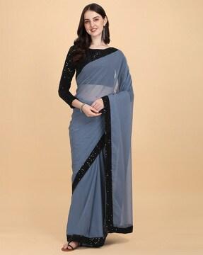 georgette saree with embellished border