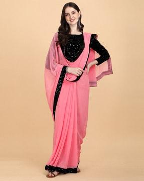 georgette saree with embellished border