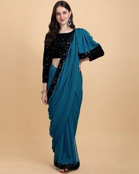 georgette saree with embellished border