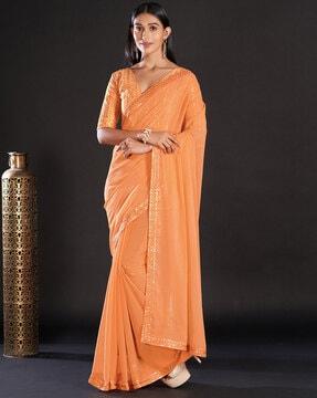 georgette saree with embellished border