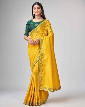 georgette saree with embroidered border
