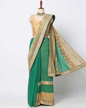 georgette saree with floral embroidered saree