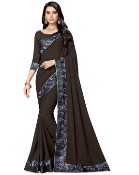 georgette saree with floral patch border