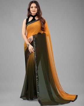 georgette saree with mirror lace border work
