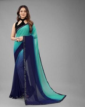 georgette saree with mirror lace border
