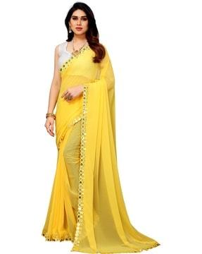 georgette saree with mirror work border