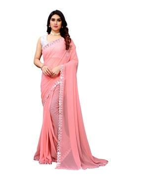 georgette saree with mirror work border