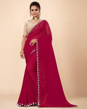 georgette saree with mirror work