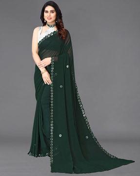 georgette saree with mirror work