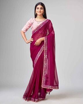 georgette saree with sequined accent