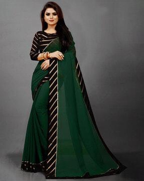 georgette saree with striped border