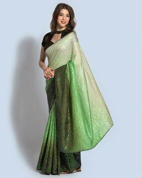 georgette sequence saree with contrast border