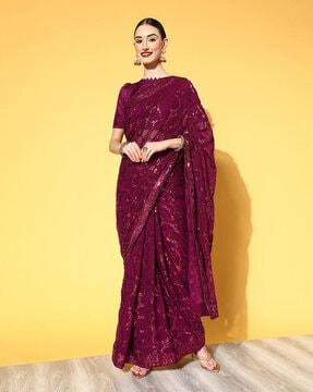 georgette sequence saree with contrast border