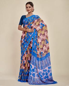 georgette sequence saree with contrast border