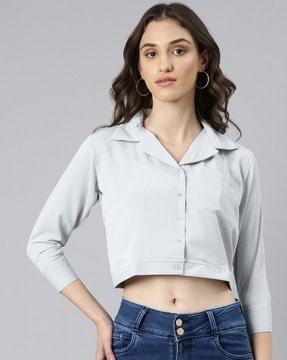 georgette shirt with patch pocket