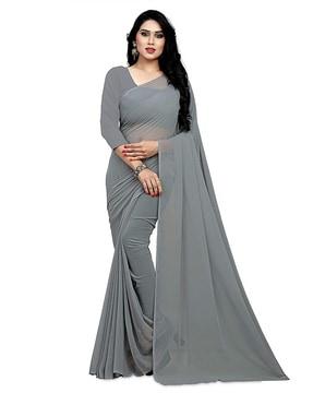 georgette solid saree with blouse piece