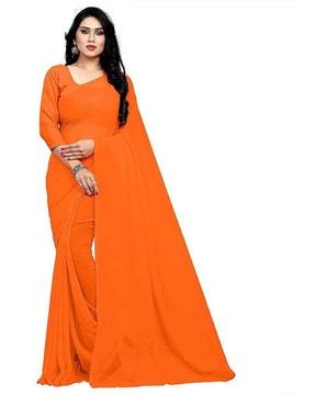 georgette solid saree with blouse piece
