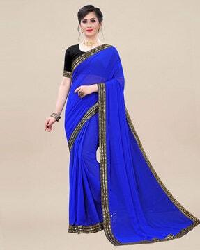 georgette solid saree