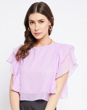 georgette top with ruffled panels