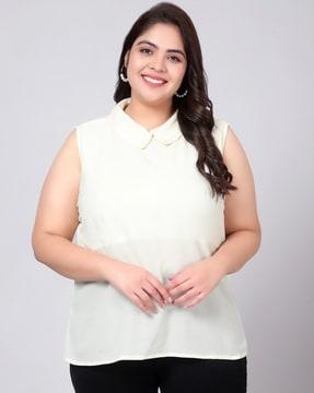 georgette top with spread collar