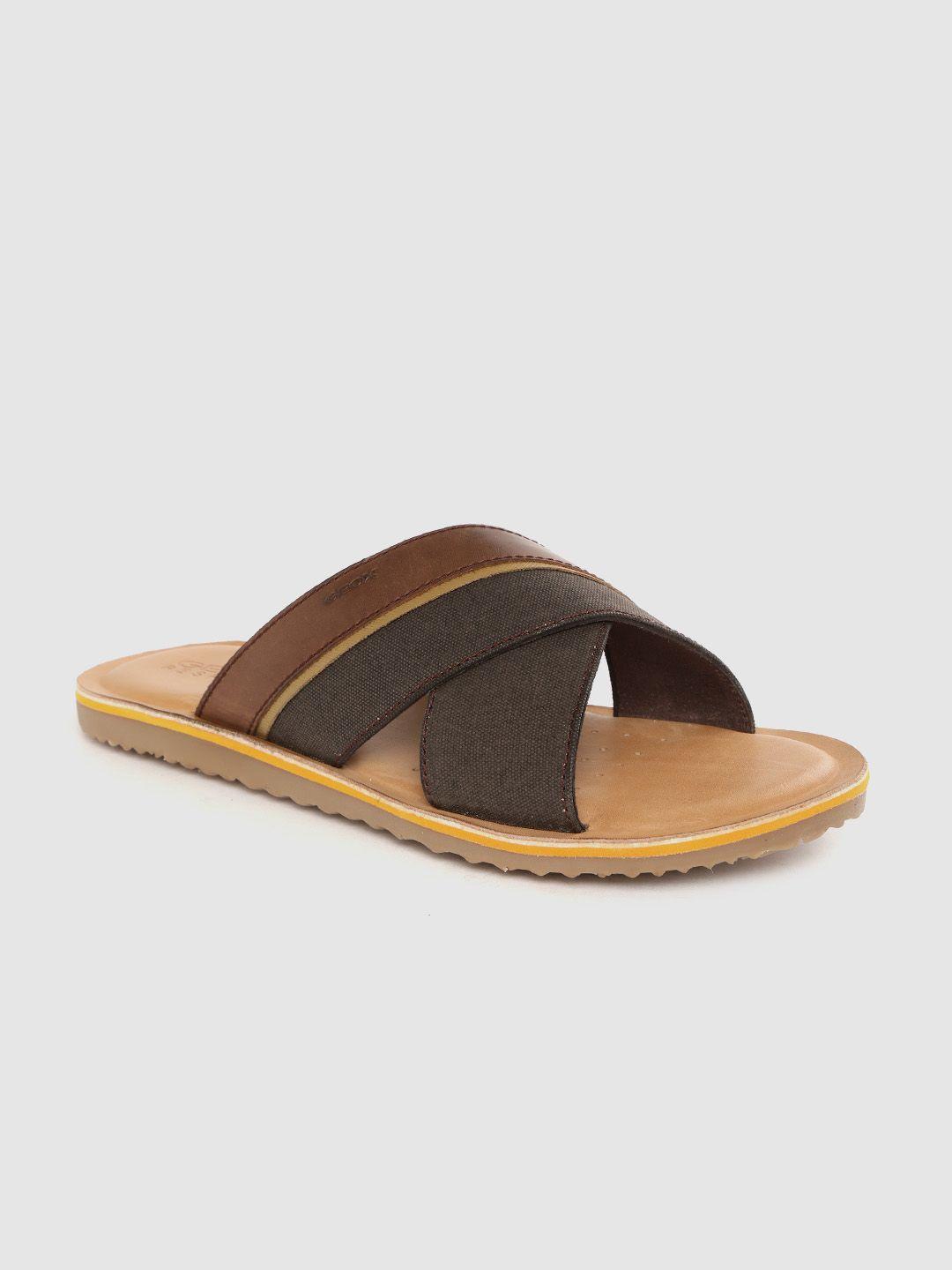 geox men brown & charcoal grey comfort sandals
