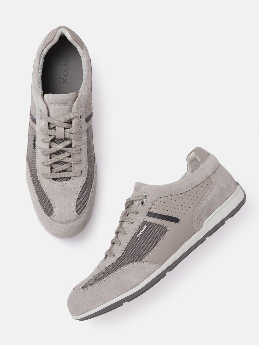 geox men taupe colourblocked synthetic sneakers