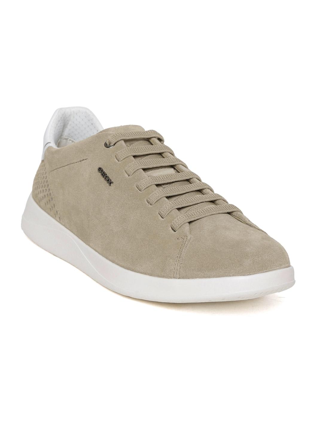geox men taupe solid suede sneakers