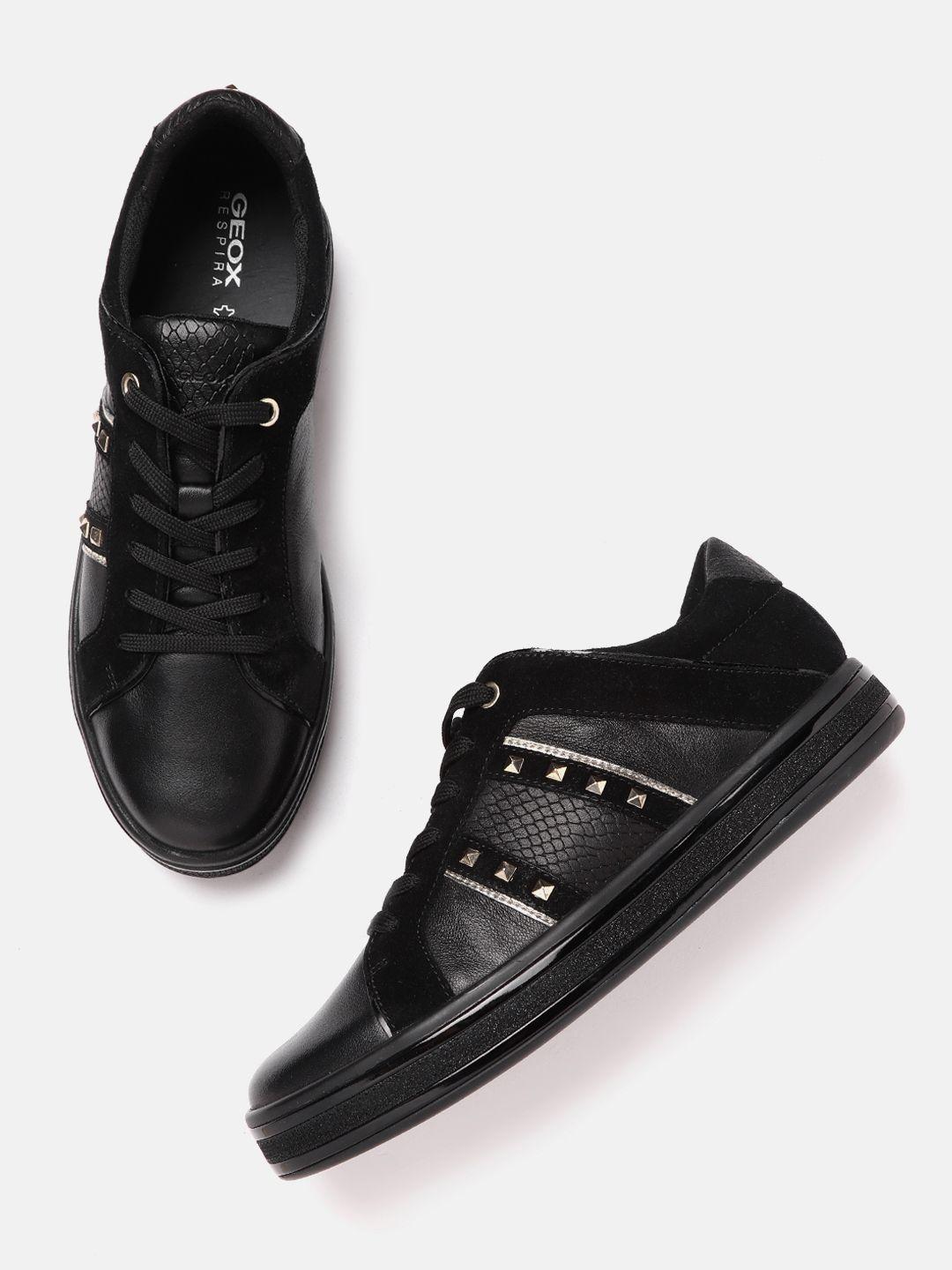 geox women black leather sneakers