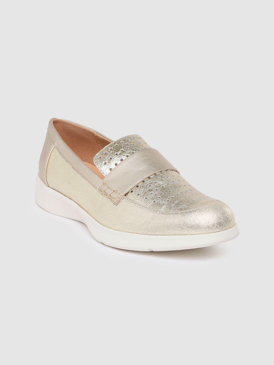 geox women gold-toned perforated loafers