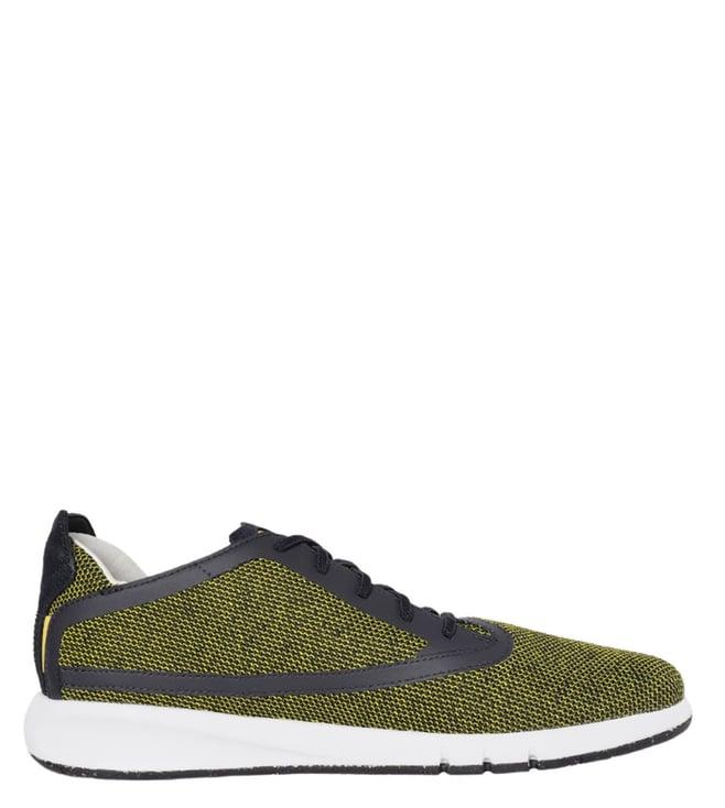 geox men's aerantis navy & light yellow sneakers