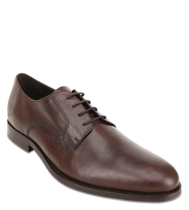 geox men's hampstead dark brown derby shoes
