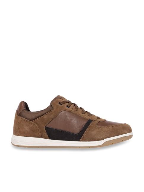 geox men's u spherica ec3 brown leather casual sneakers