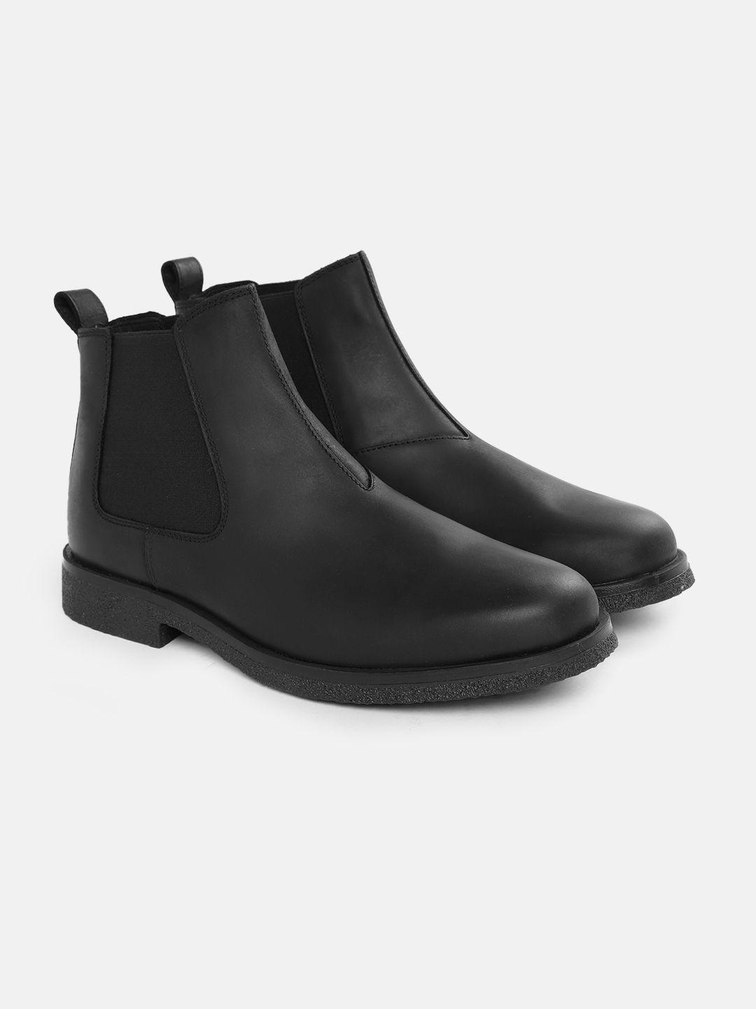 geox men black leather ankle boots