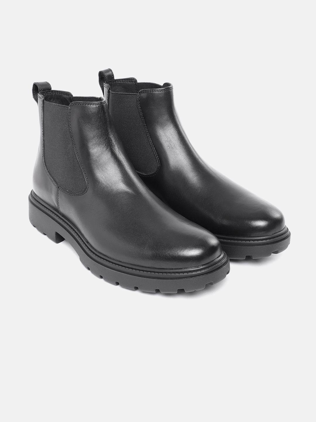 geox men solid leather chelsea boots