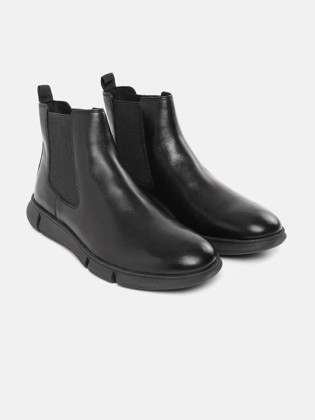 geox men solid leather chelsea boots