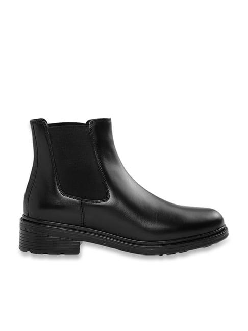 geox women's d walk pleasure black leather chelsea boots