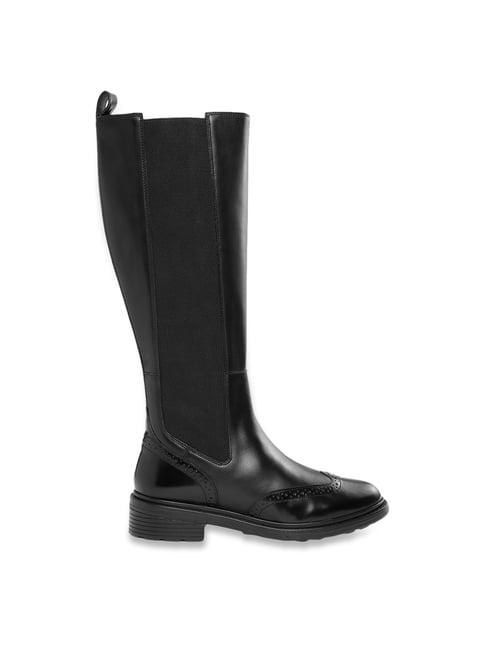 geox women's d walk pleasure black leather chelsea boots