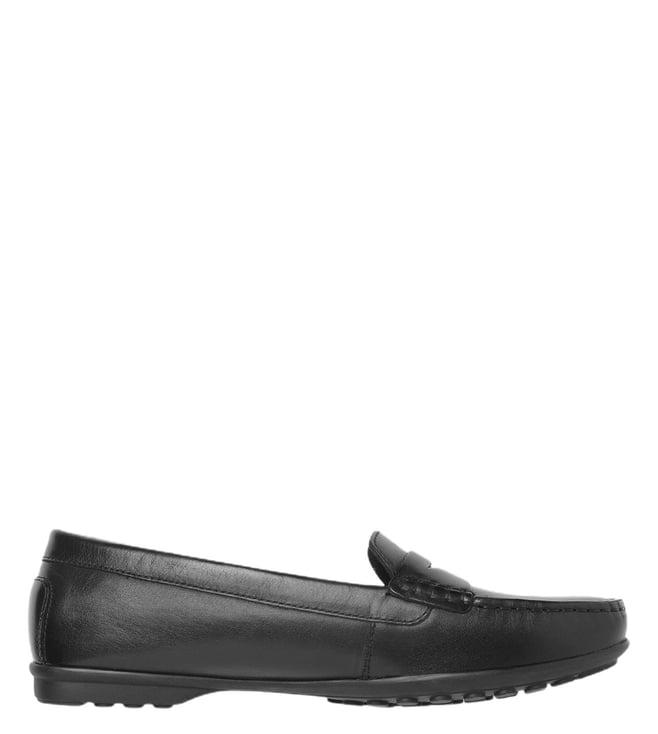 geox women's elidia leather black loafers