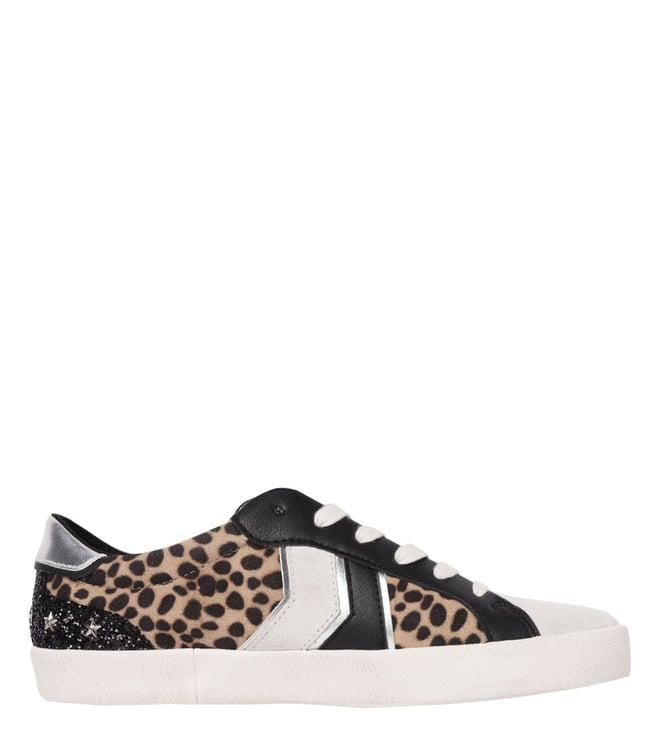 geox women's warley tobacco & off white sneakers (animal effect)